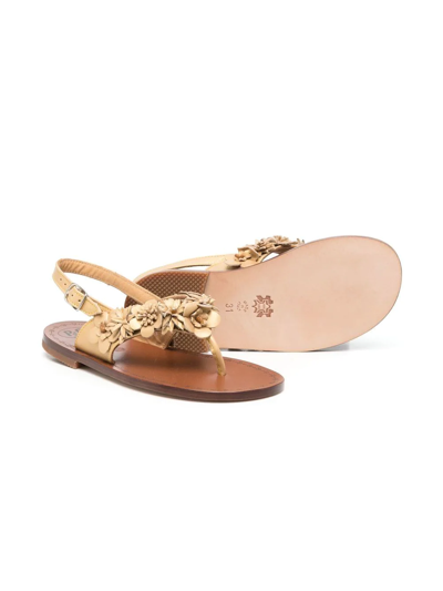 Pèpè Floral-detail Slingback Sandals In Gold