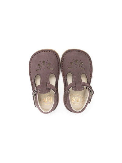 Shop Pèpè Perforated-detail Leather Sandals In Purple