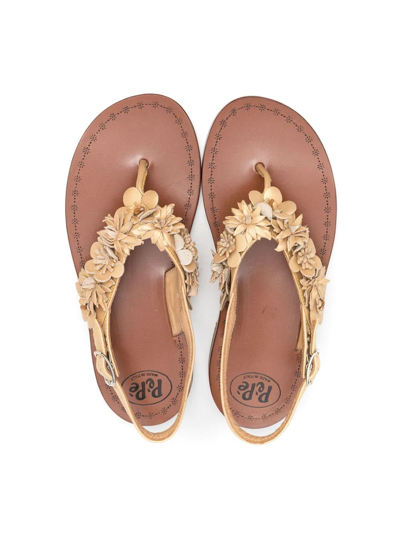Pèpè Floral-detail Slingback Sandals In Gold