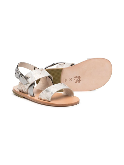Pèpè Double-strap Leather Sandals In Metallic