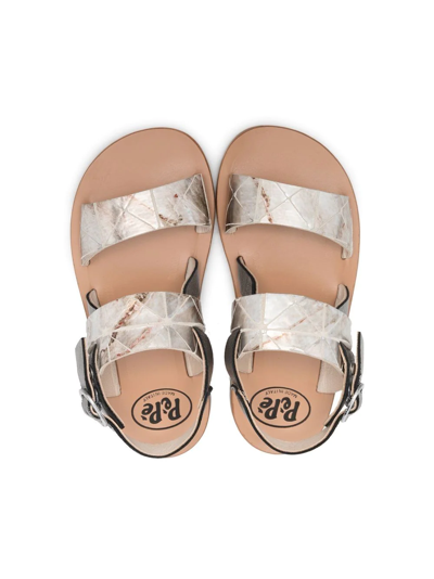 Pèpè Double-strap Leather Sandals In Metallic