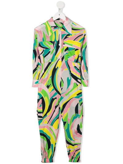 Shop Emilio Pucci Junior Graphic-print Playsuit In Pink