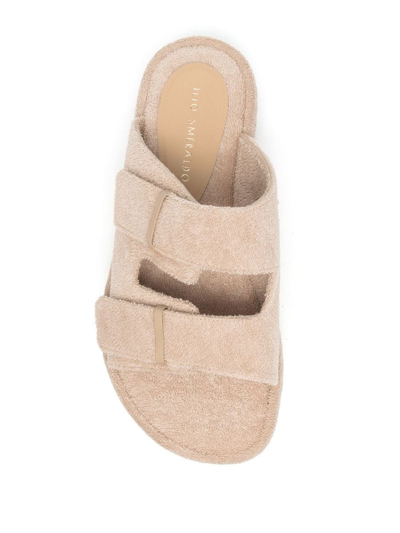 Shop Ilio Smeraldo Terry-cloth Double-strap Sandals In Neutrals