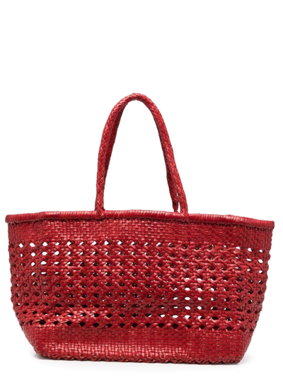 DRAGON DIFFUSION WOVEN LEATHER TOTE BAG 