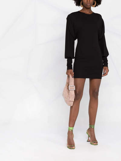 Attico Gathered-sleeve Detail Dress In 黑色