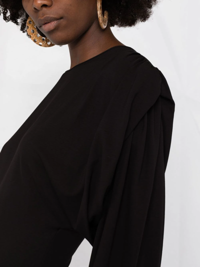 Attico Gathered-sleeve Detail Dress In 黑色
