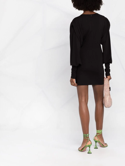 Attico Gathered-sleeve Detail Dress In 黑色