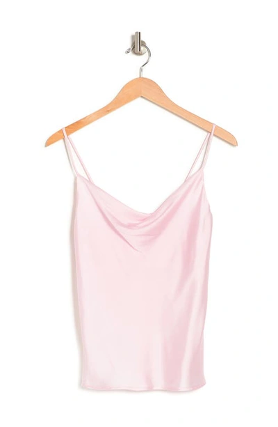 Shop Renee C Satin Cowl Neck Camisole In Baby Pink