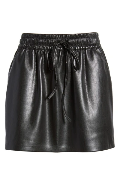 Good American Better Than Leather Drawstring Waist Shorts In Black001