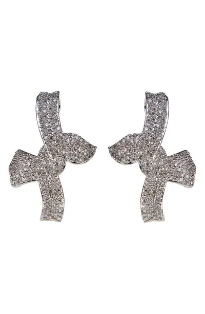 Cz By Kenneth Jay Lane Pavé Cz Bow Statement Earrings In Clear/silver