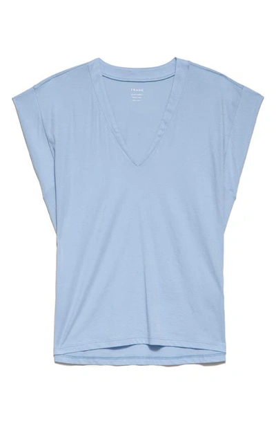 Shop Frame Le Mid Rise V-neck Tee In Chambray Blue