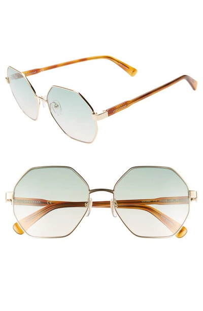 Shop Longchamp Le Pliage 57mm Gradient Octagonal Sunglasses In Deep Gold