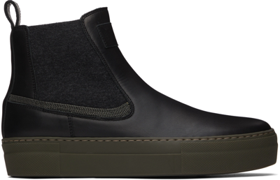 Shop Brunello Cucinelli Black Leather Ankle Boots In C101 Black