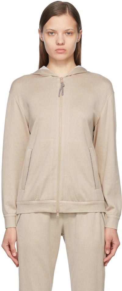 Shop Brunello Cucinelli Taupe Cotton Hoodie In C9066 Taupe