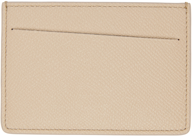 Shop Maison Margiela Beige Leather Card Holder In T2086 Cachemire