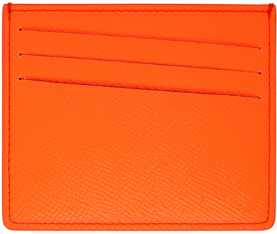 Shop Maison Margiela Orange Leather Card Holder In T3159 Orange Popsicl