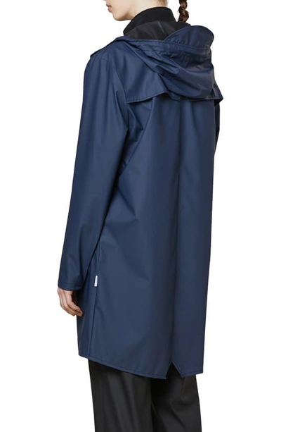 Shop Rains Waterproof Hooded Long Rain Jacket In Shiny Blue