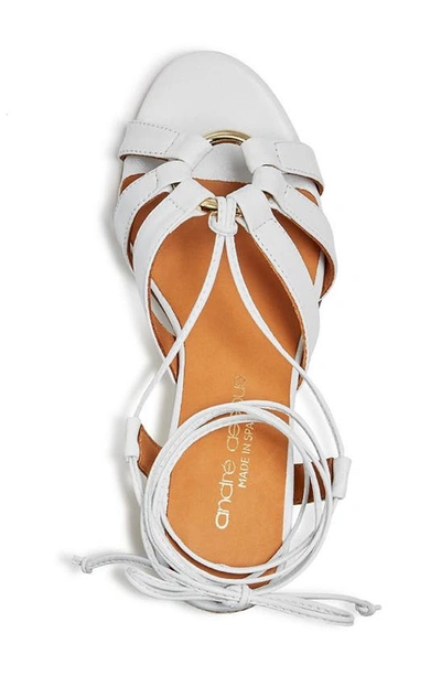 Shop Andre Assous Maggie Ankle Tie Sandal In White Leather