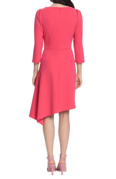 Shop Donna Morgan For Maggy Asymmetric Hem Fit & Flare Dress In Raspberry