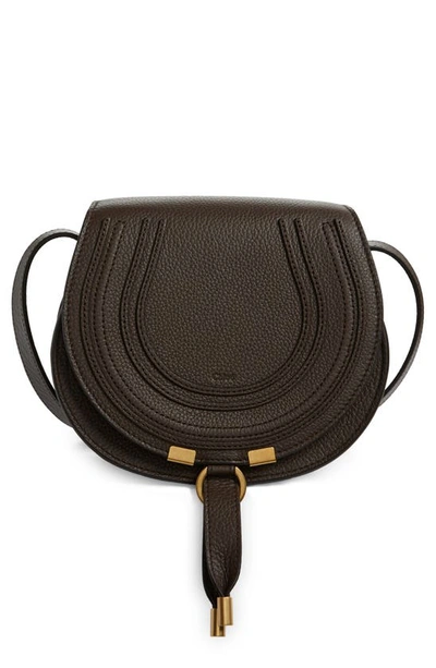 Shop Chloé Small Marcie Leather Crossbody Bag In Bold Brown