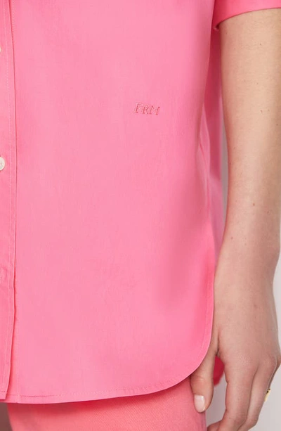 Shop Frame The Oversize Vacation Button-up Shirt In Hot Pink