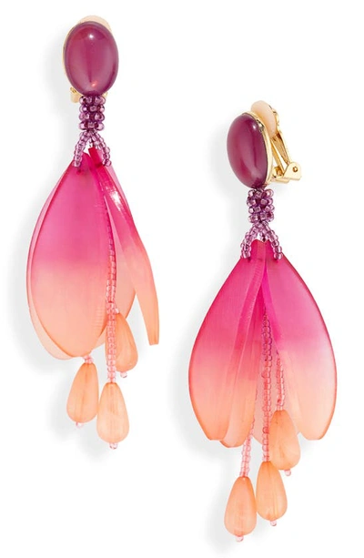 Shop Oscar De La Renta Ombré Impatiens Clip Earrings In Purple