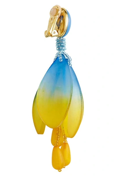 Shop Oscar De La Renta Ombré Impatiens Clip Earrings In Yellow/ Blue