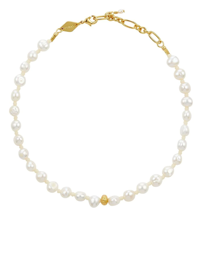 Shop Anni Lu Stellar Pearl-beaded Anklet In Gold
