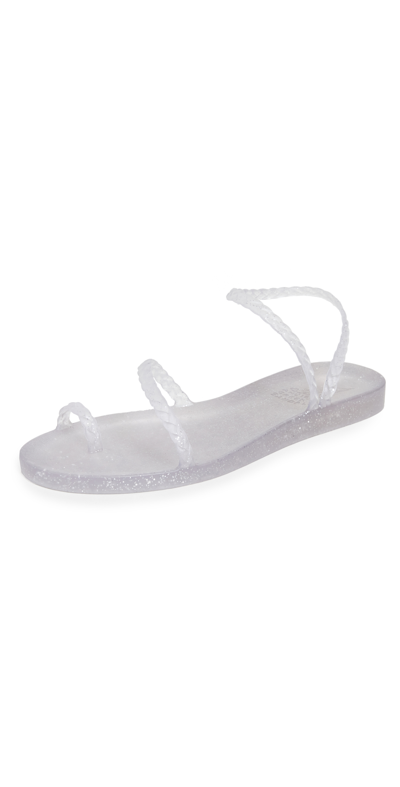 Shop Ancient Greek Sandals Eleftheria Jelly Sandals In Clear/silver Glitter