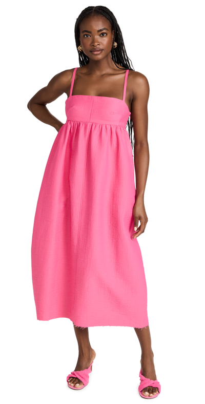 Rachel Comey Manina Pleated Empire Midi Dress With Raw Hem In Pink ModeSens