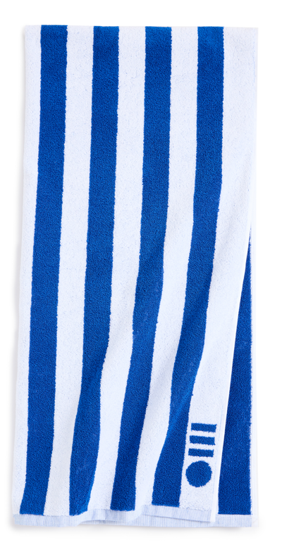 Shop Solid & Striped Stripe Towel In Lapis Blue