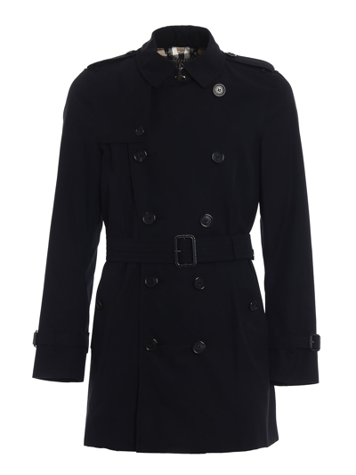 Shop Burberry Mens Black Kensington Mid-length Trench Coat, Brand Size 46sf (us Size 36sf)