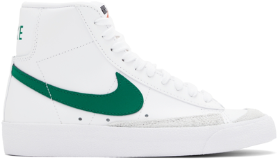 Shop Nike White Blazer Mid '77 Vintage High-top Sneakers In White/malachite-whit