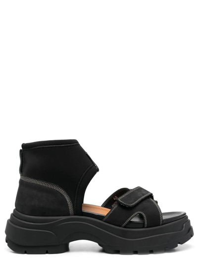 Shop Maison Margiela Black Touch Strap Sandals In Nero