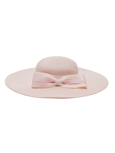 Shop Monnalisa Straw Hat With Crown In Light Pink