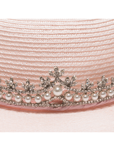 Shop Monnalisa Straw Hat With Crown In Light Pink