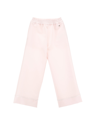 Shop Monnalisa Crepe Palazzo Trousers In Dusty Pink Rose