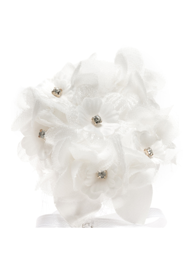 Shop Monnalisa Veil Headband And Flowers In Cream