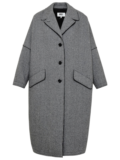 Shop Mm6 Maison Margiela Wool Blend Coat In Grey