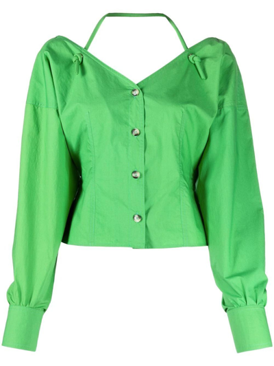 Shop Nanushka Women's Green Cotton Shirt