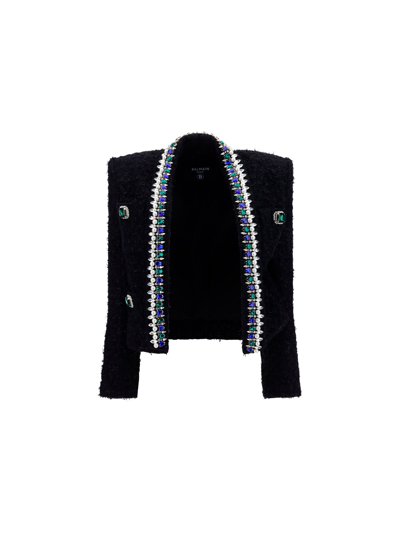 Shop Balmain Women's Black Other Materials Outerwear Jacket