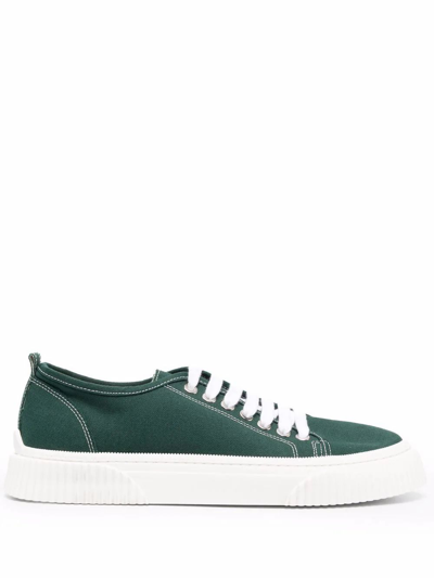 Shop Ami Alexandre Mattiussi Men's Green Cotton Sneakers