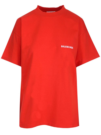 Shop Balenciaga Women's Red Cotton T-shirt