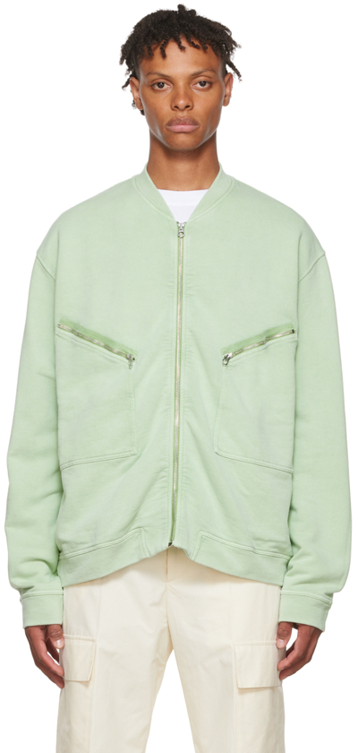 Shop Jil Sander Green Cotton Bomber Jacket In 447 - Lagoon