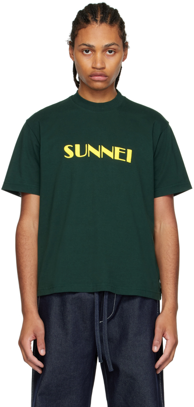 Shop Sunnei Green Cotton T-shirt In 0065 Dark Green