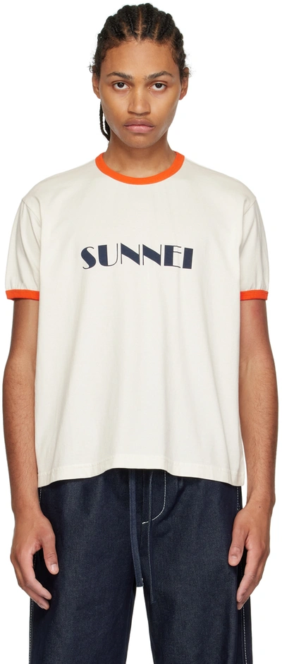 Shop Sunnei Off-white Cotton T-shirt In 998 Off White