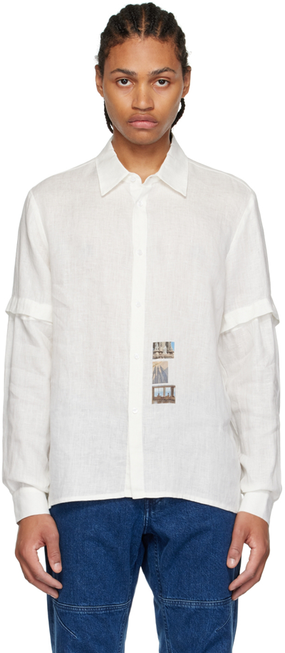 Shop Paloma Wool Off-white Linen Shirt In 010 White