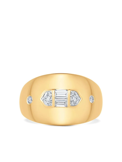 Shop Sara Weinstock 18kt Yellow Gold Aurora Taj Diamond Baguette Signet Ring