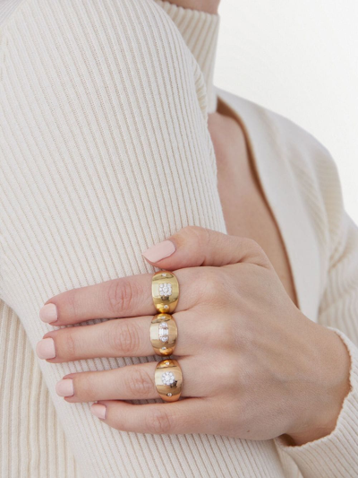 Shop Sara Weinstock 18kt Yellow Gold Aurora Taj Diamond Baguette Signet Ring