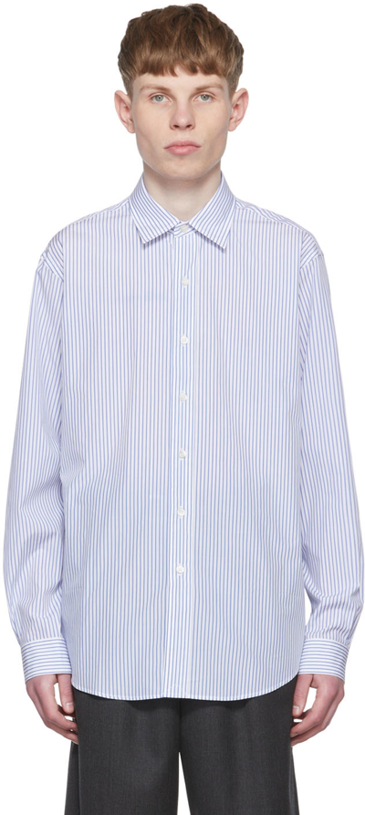 Shop Maison Margiela Blue Cotton Shirt In 001f Blu Stripes